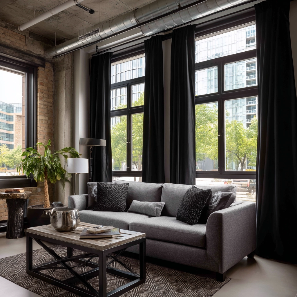 black curtains living room ideas 52