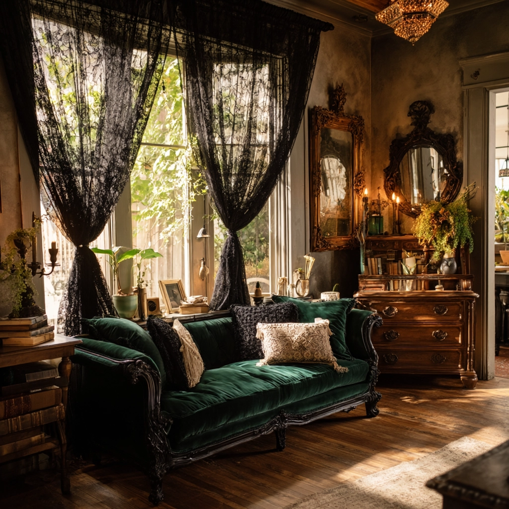 black curtains living room ideas 56