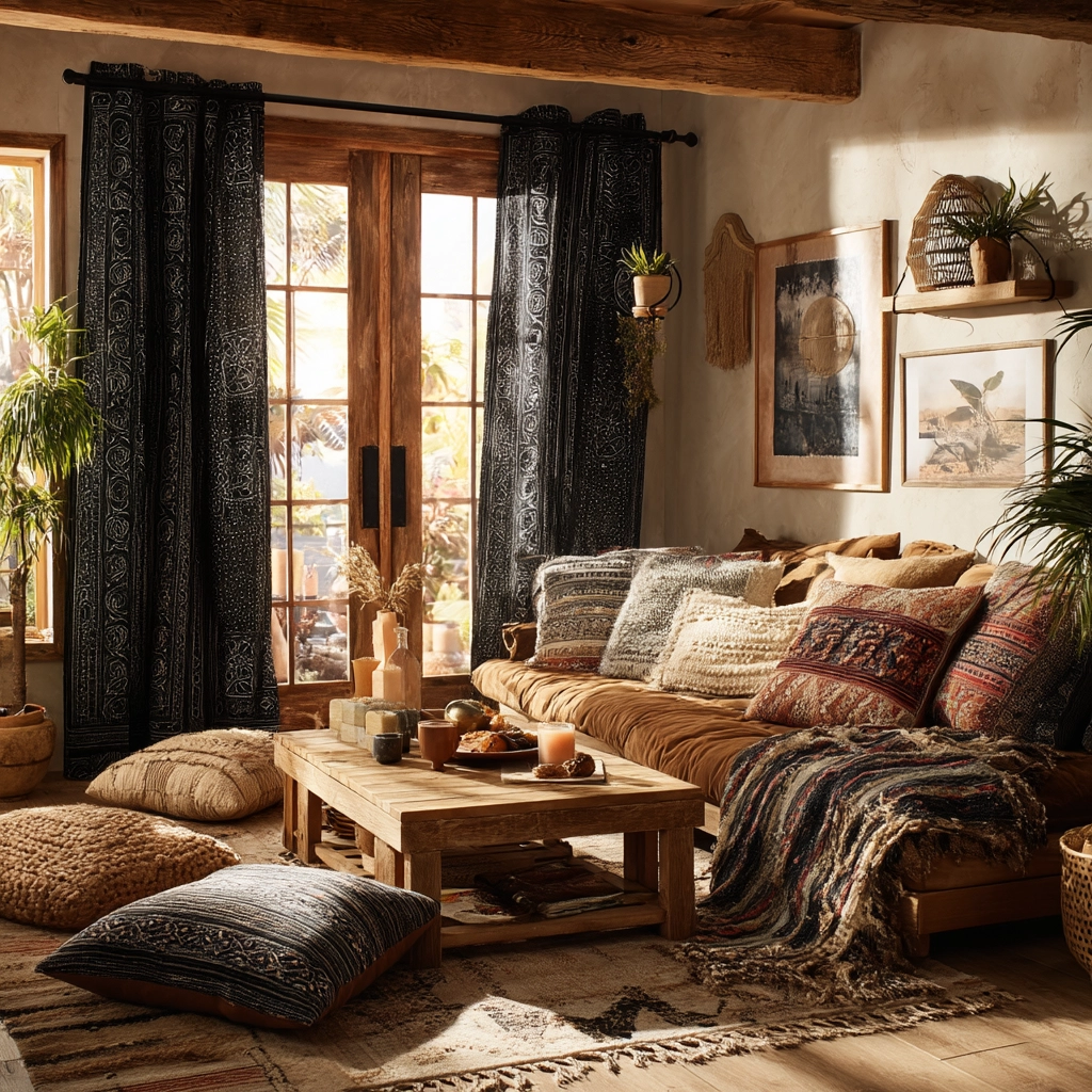 black curtains living room ideas 8