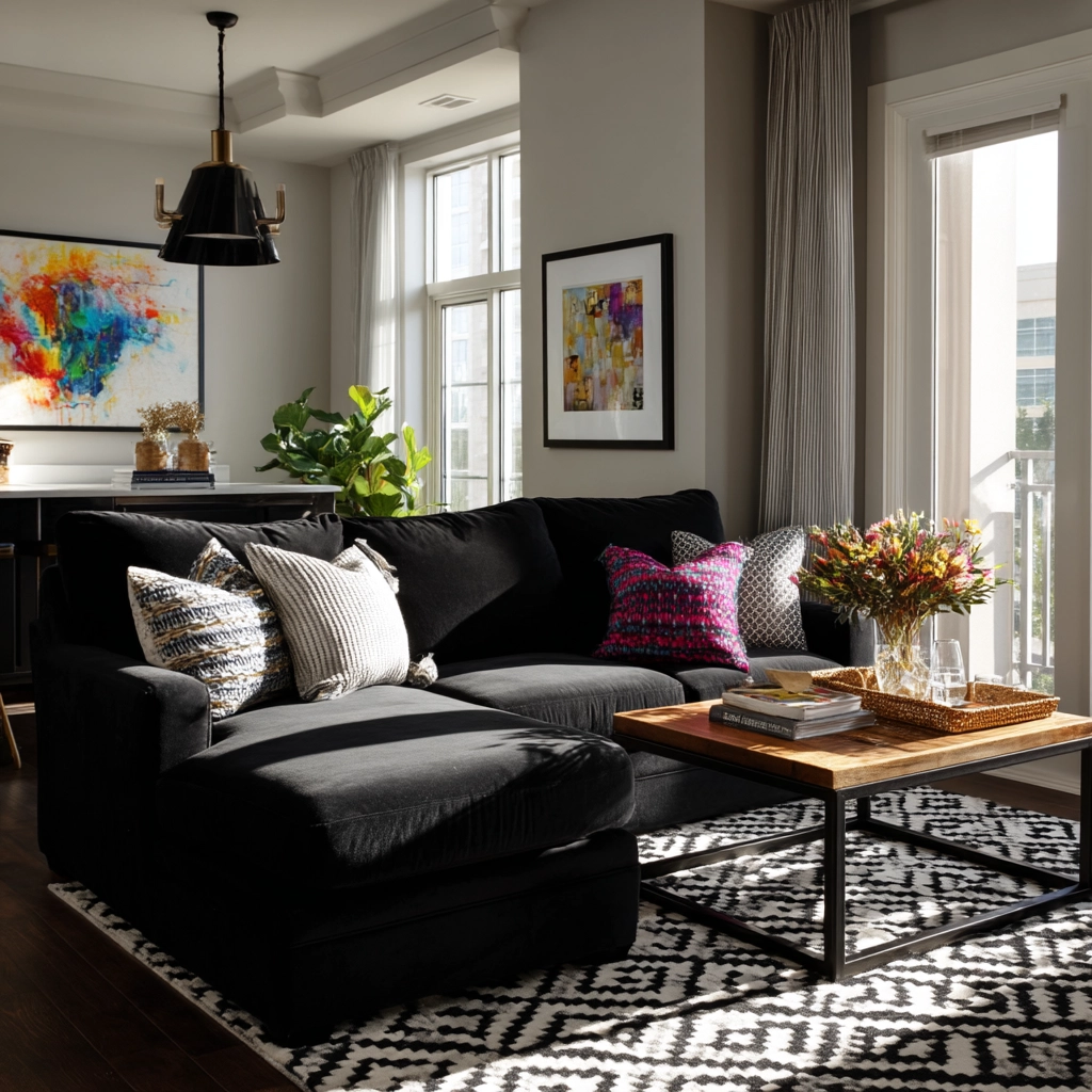 black living room decor 13