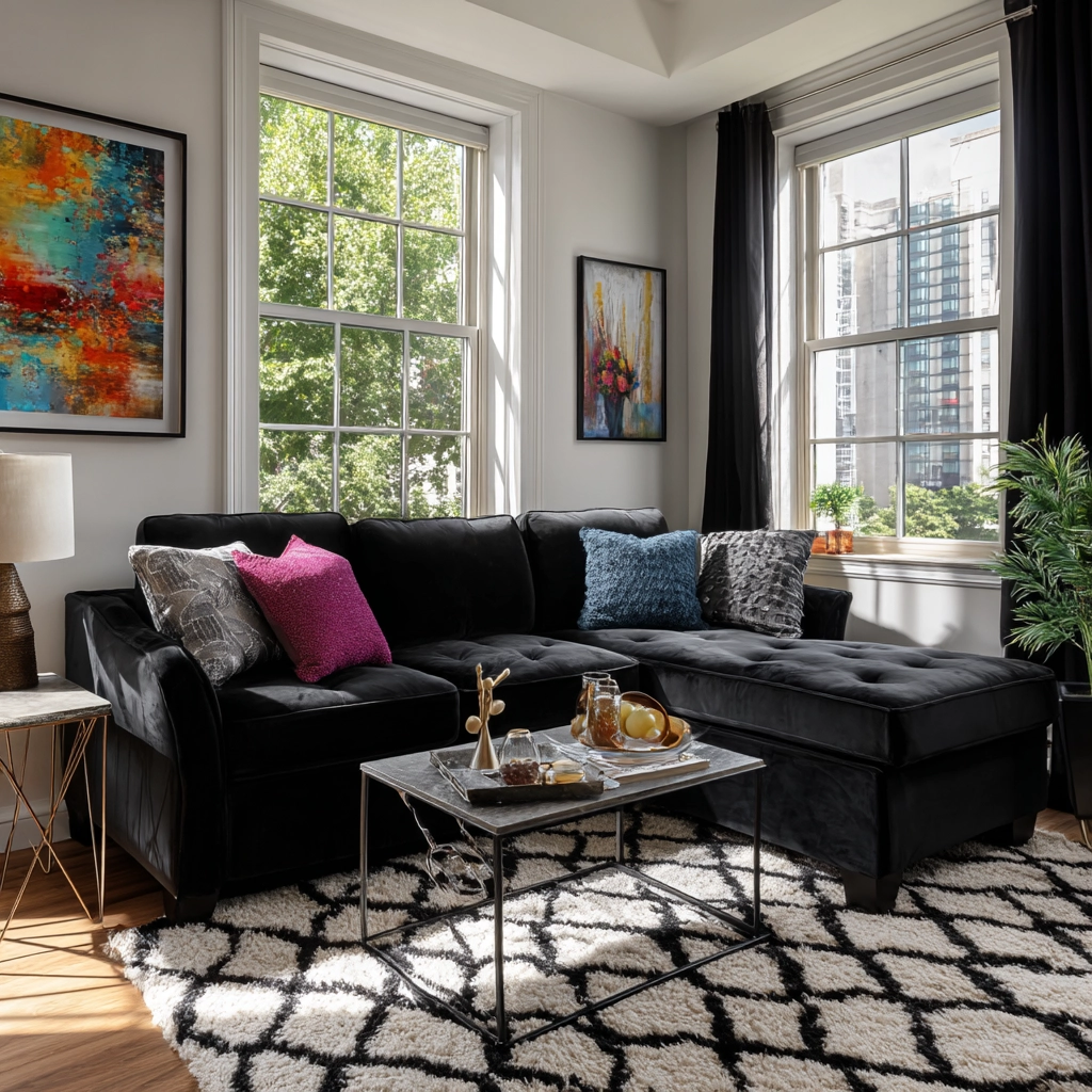 black living room decor 14