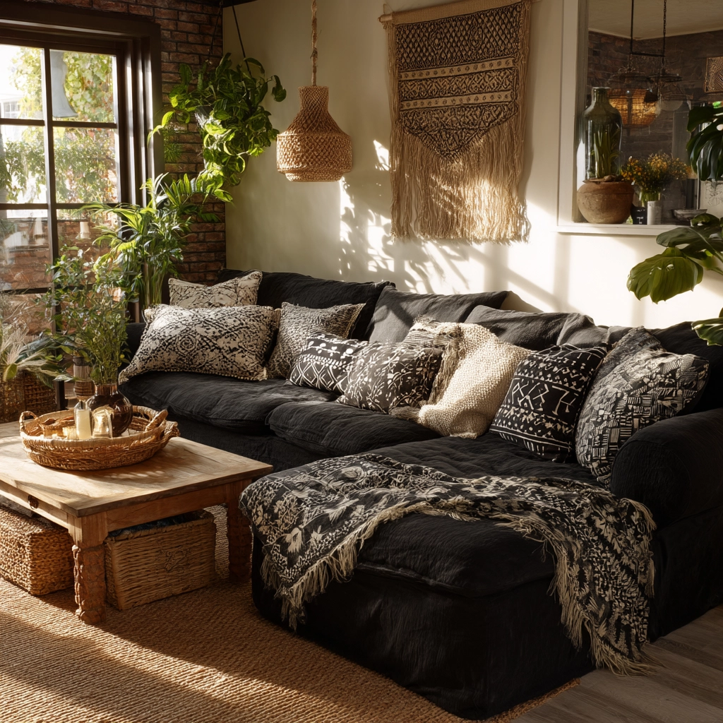 black living room decor 22