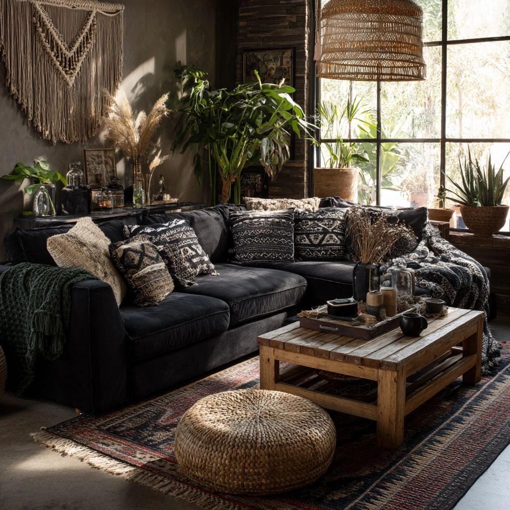 black living room decor 24