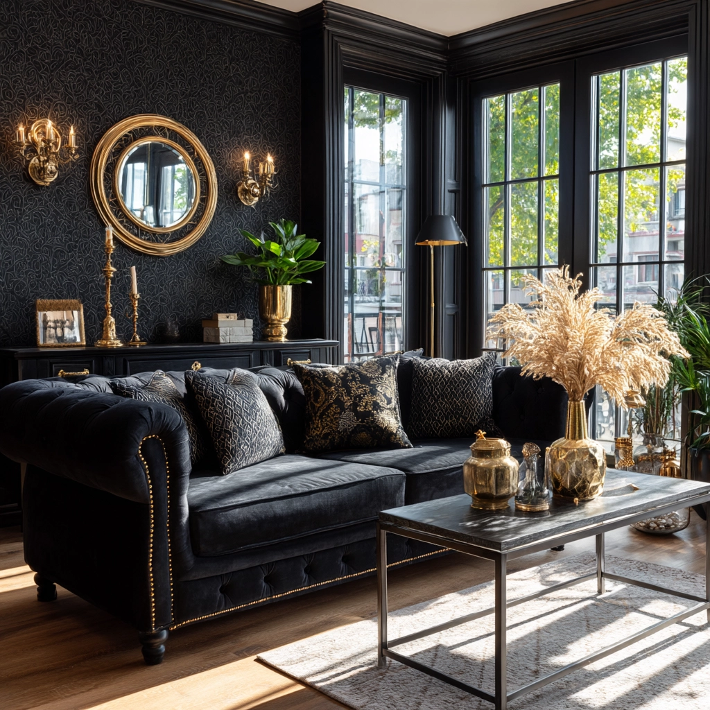 black living room decor 25