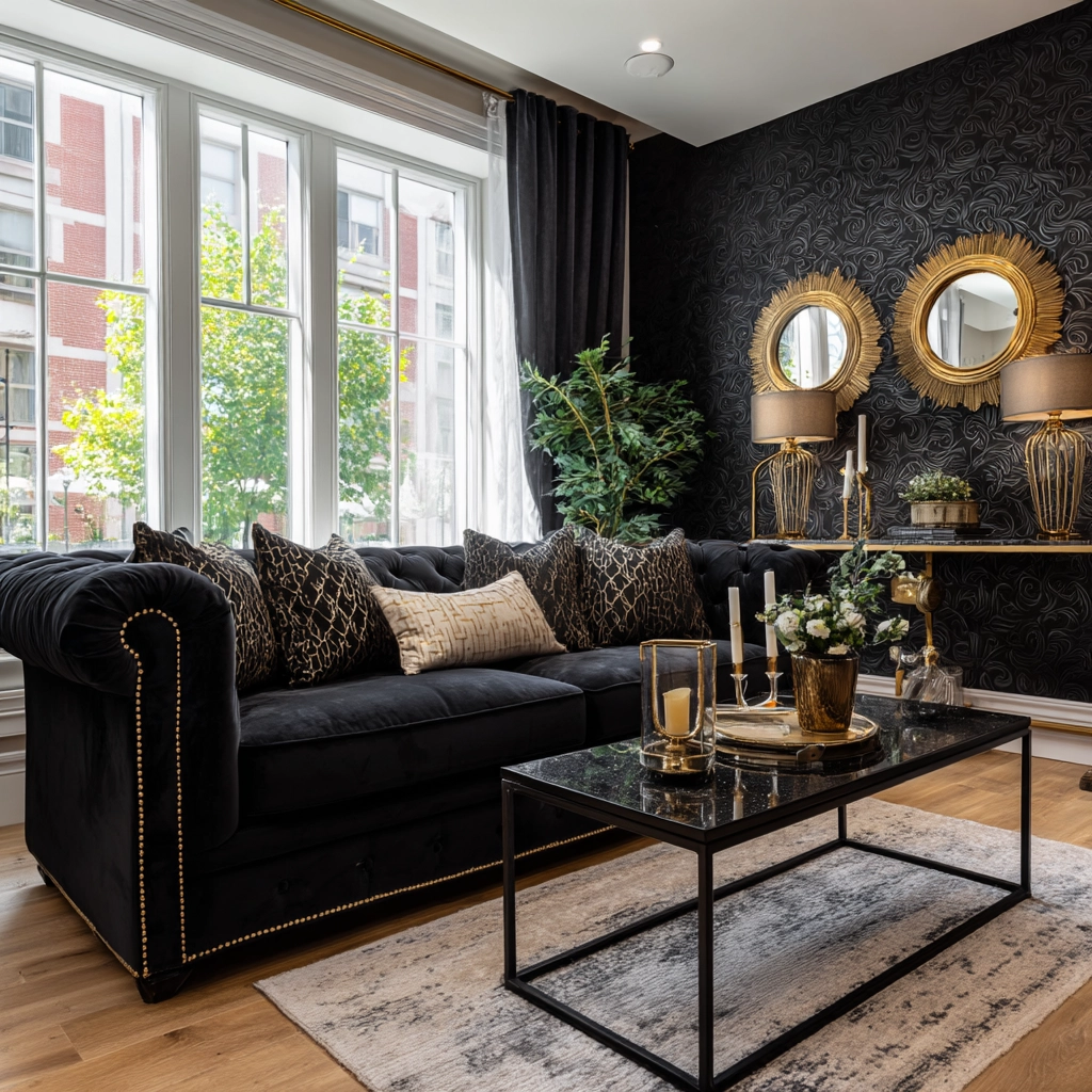 black living room decor 27