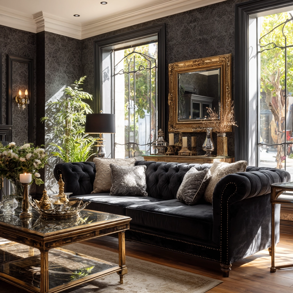 black living room decor 28