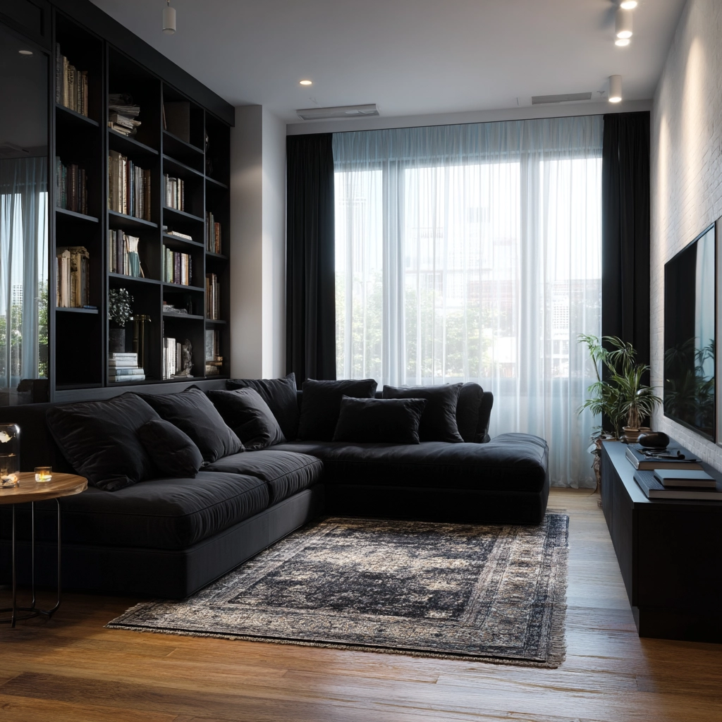 black living room decor 29