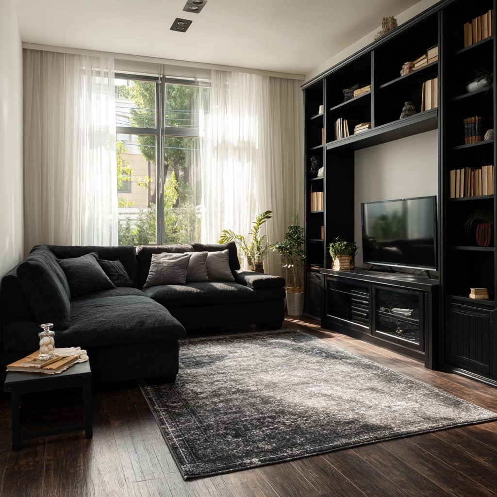 black living room decor 31