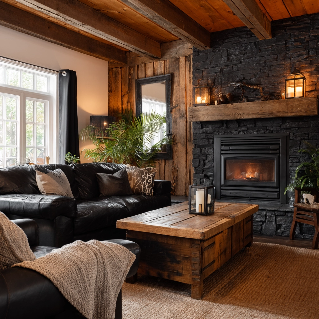 black living room decor 34