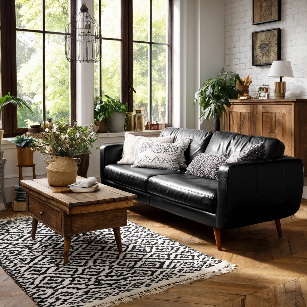 black living room decor 39