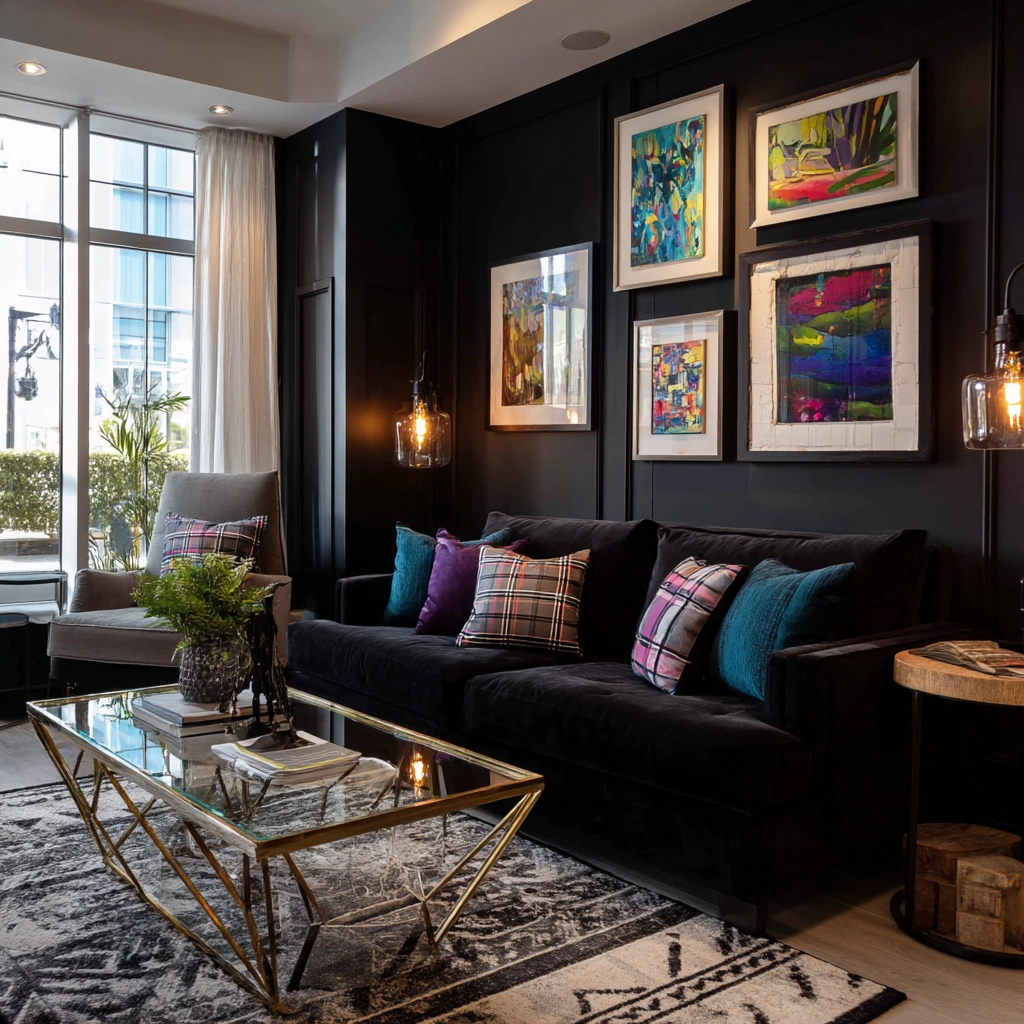 black living room decor 41