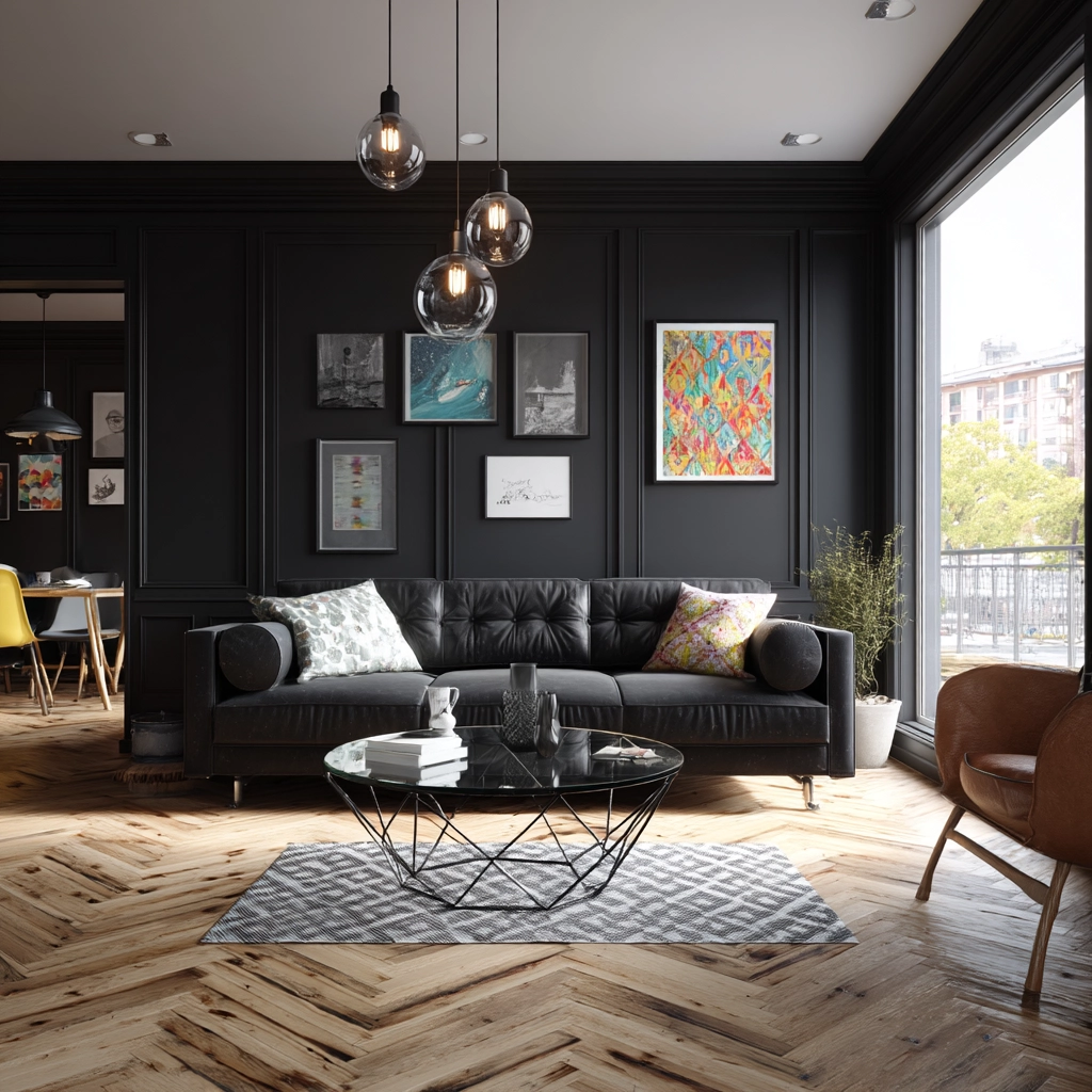 black living room decor 42