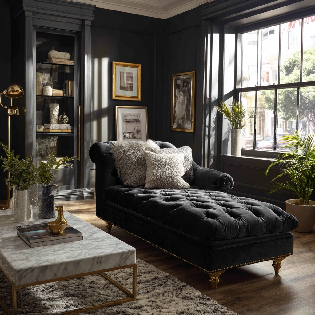black living room decor 46