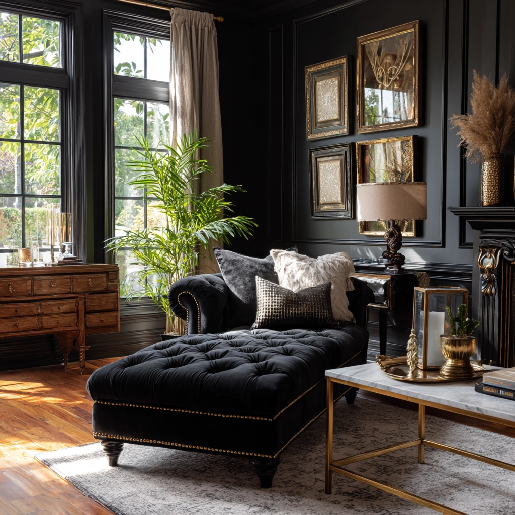black living room decor 47