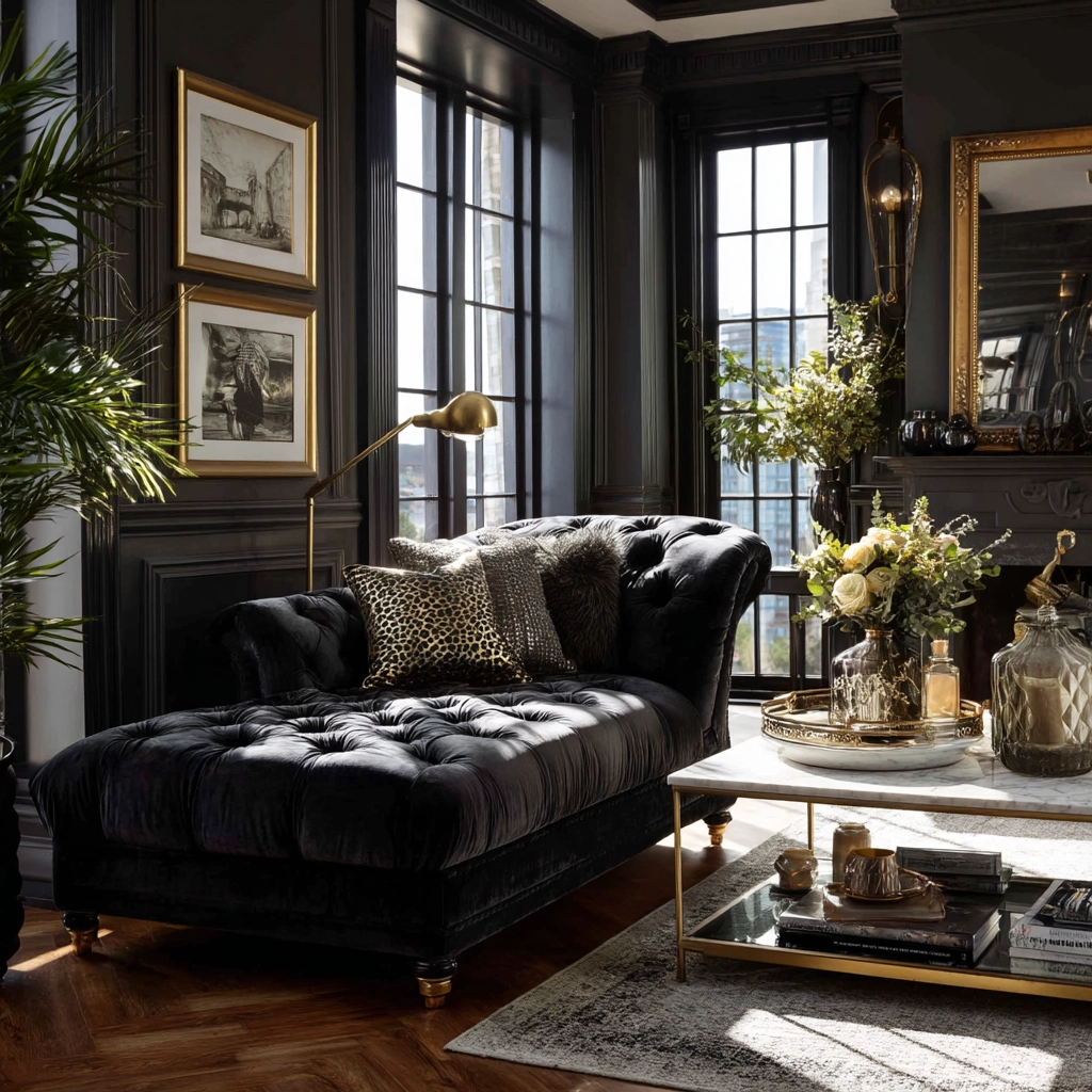 black living room decor 48