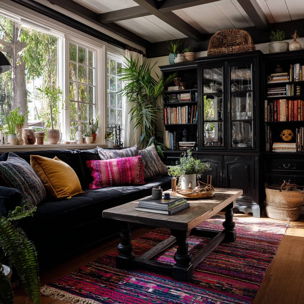 black living room decor 49