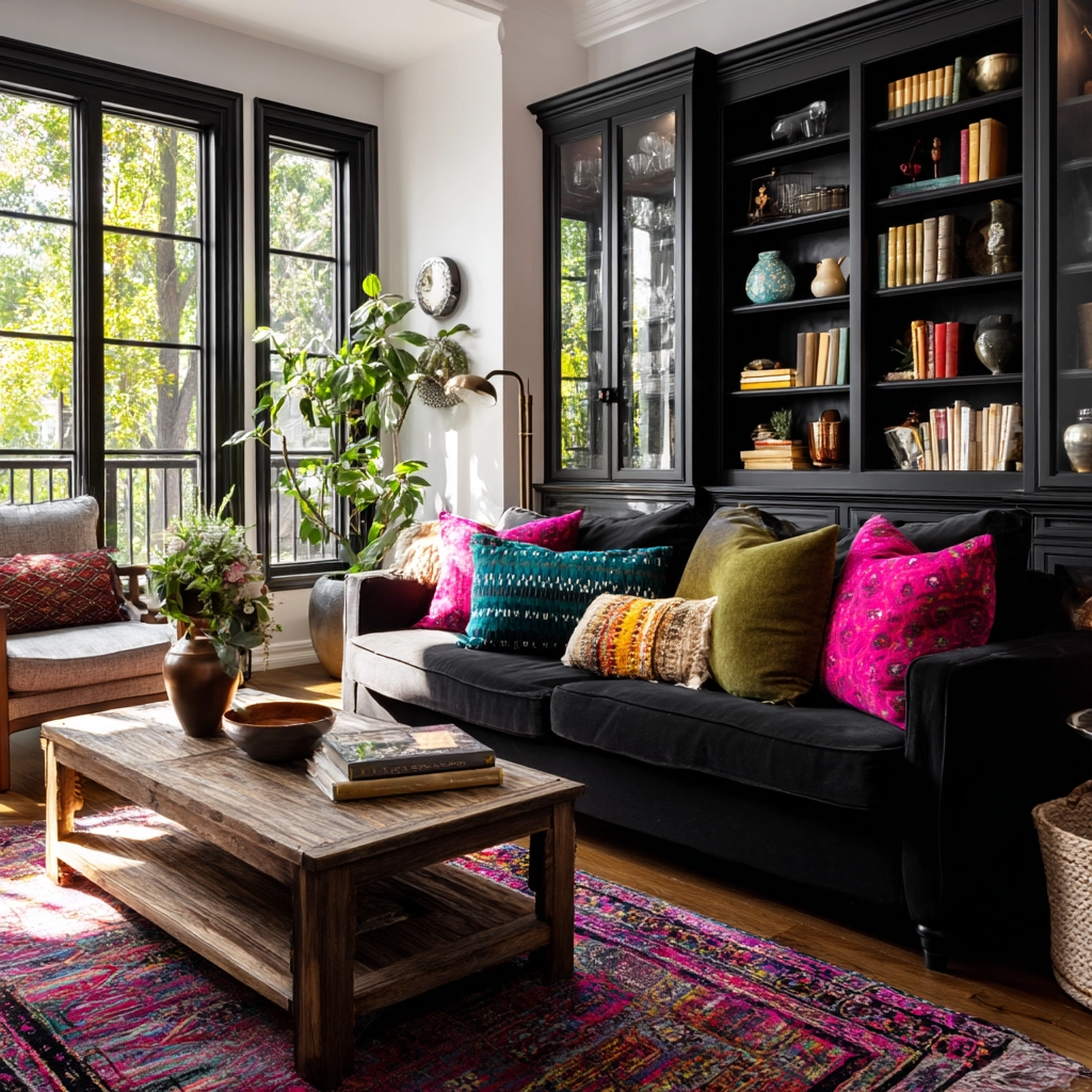 black living room decor 50