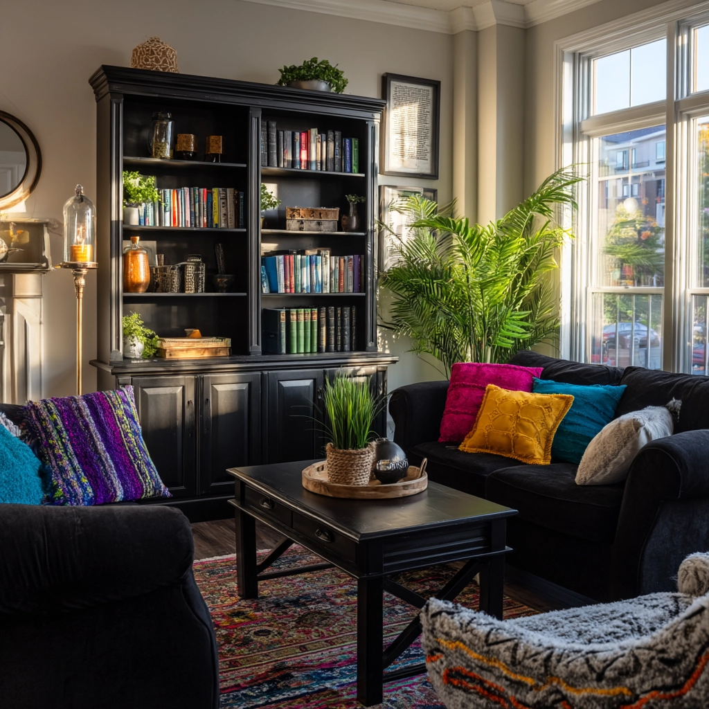 black living room decor 51