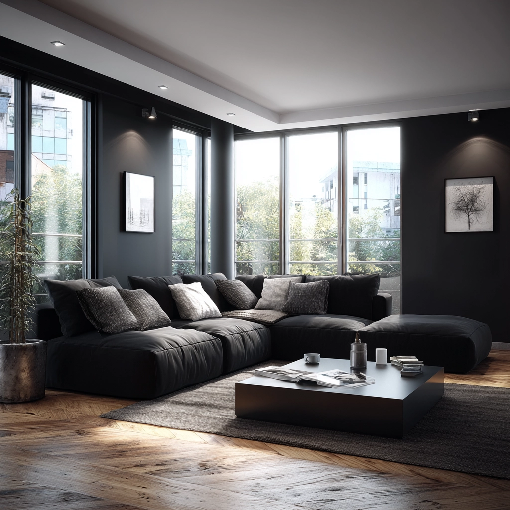 black living room decor 54