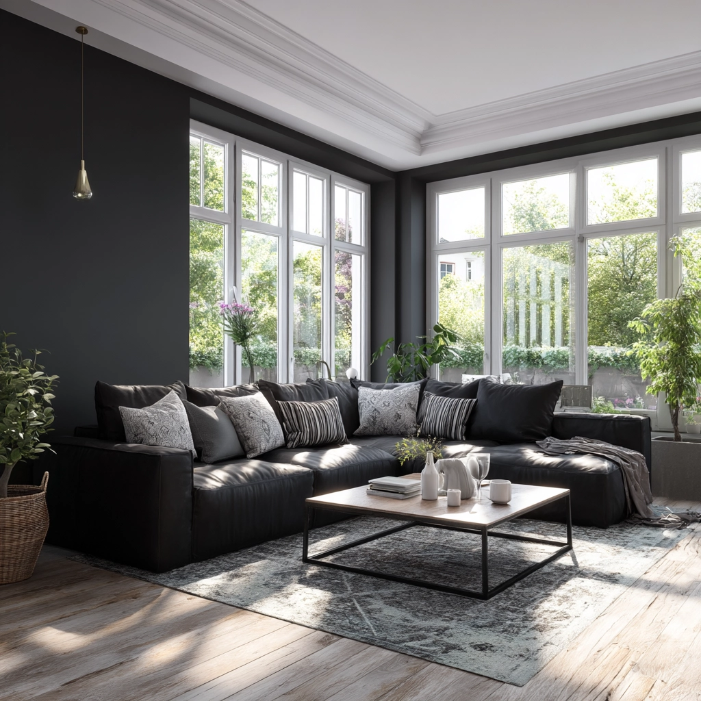 black living room decor 56