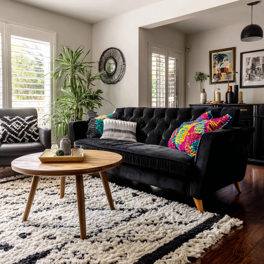 black living room decor 57