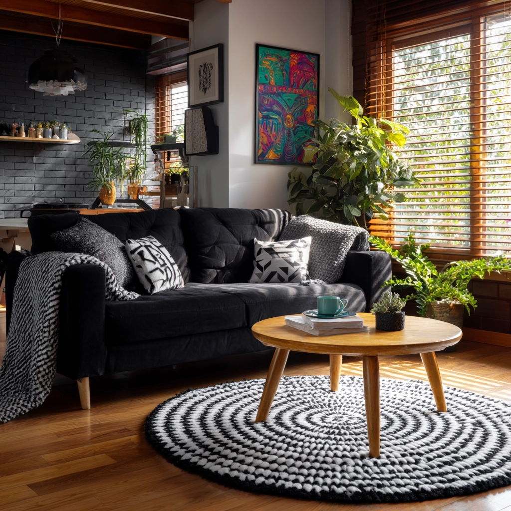 black living room decor 59