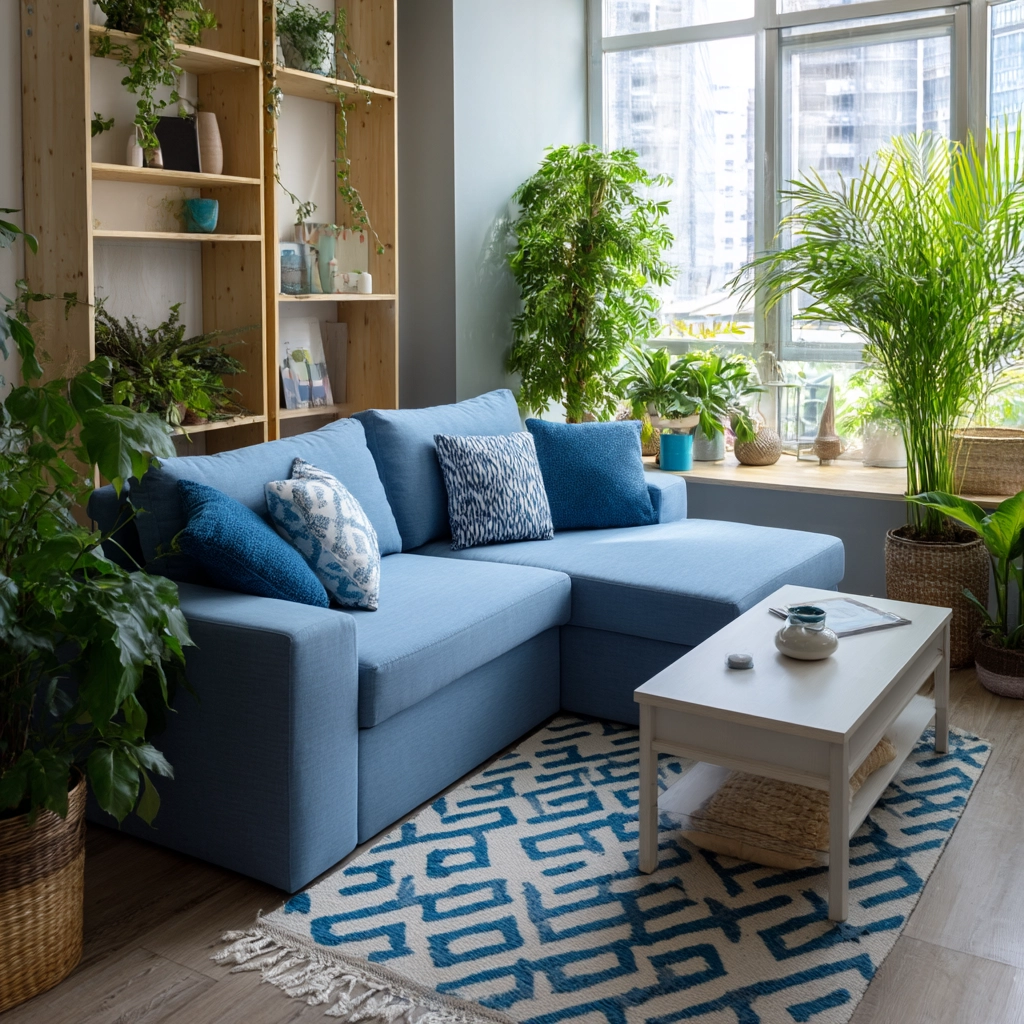 blue couch living room 55