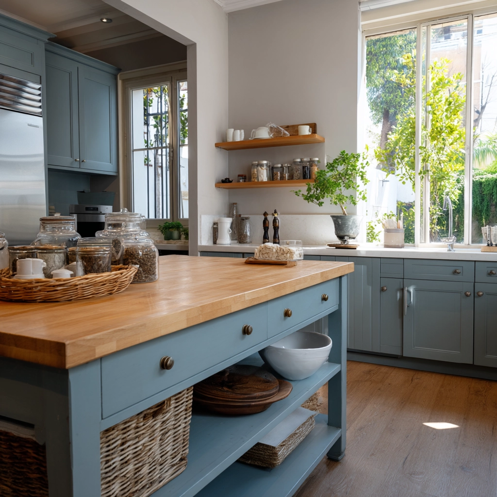 blue kitchen cabinets 54