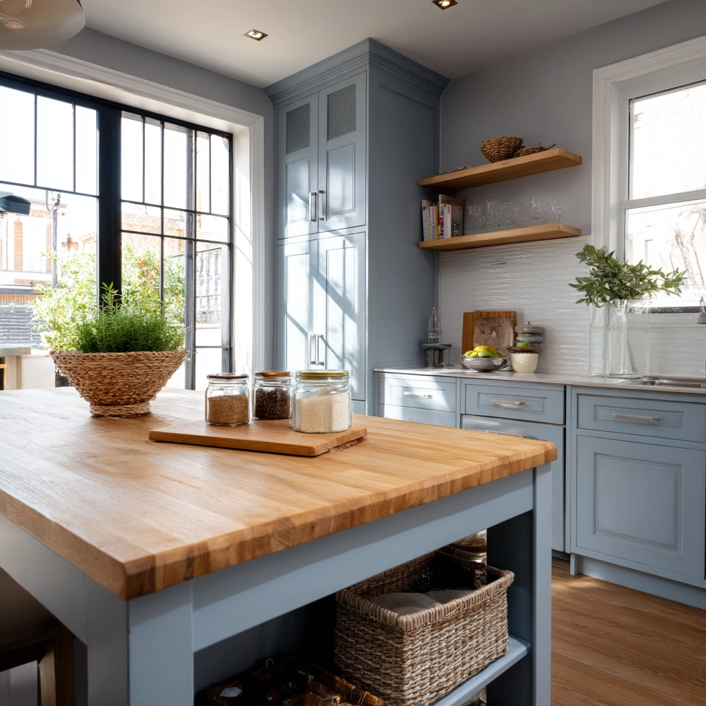 blue kitchen cabinets 55