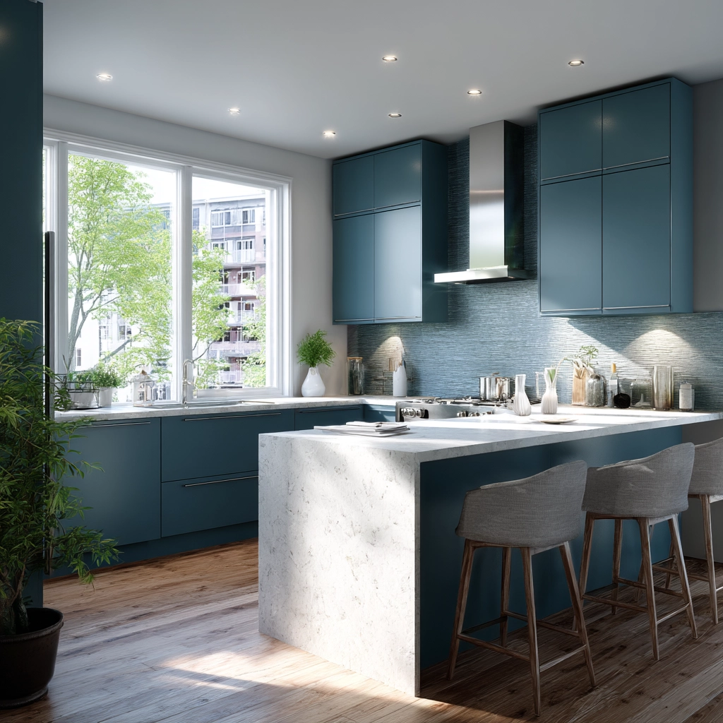 blue kitchen cabinets 57