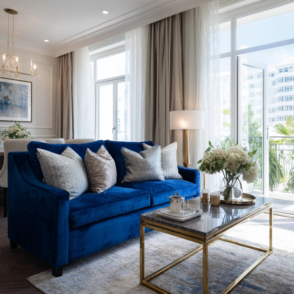 blue living room decor 34