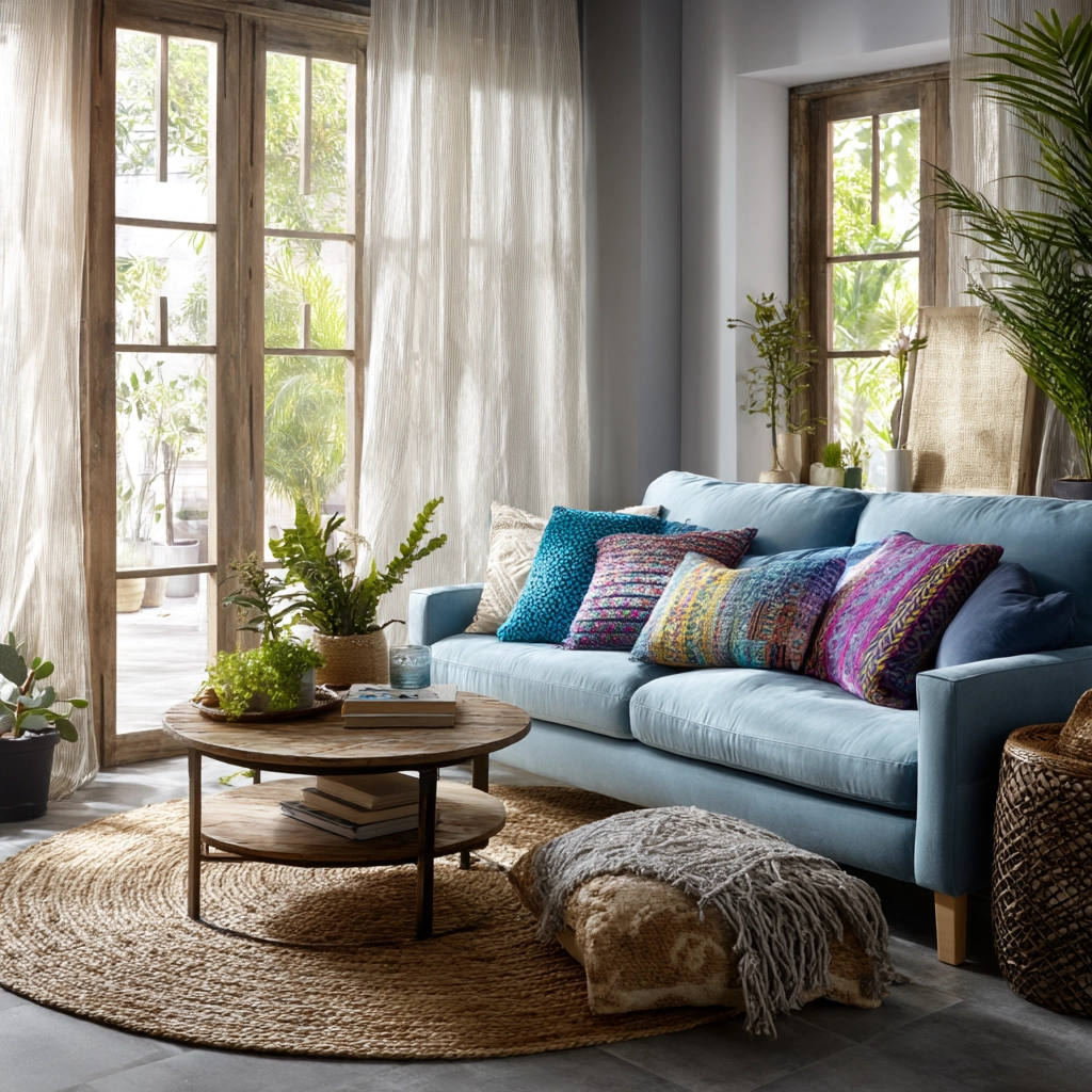 blue living room decor 41