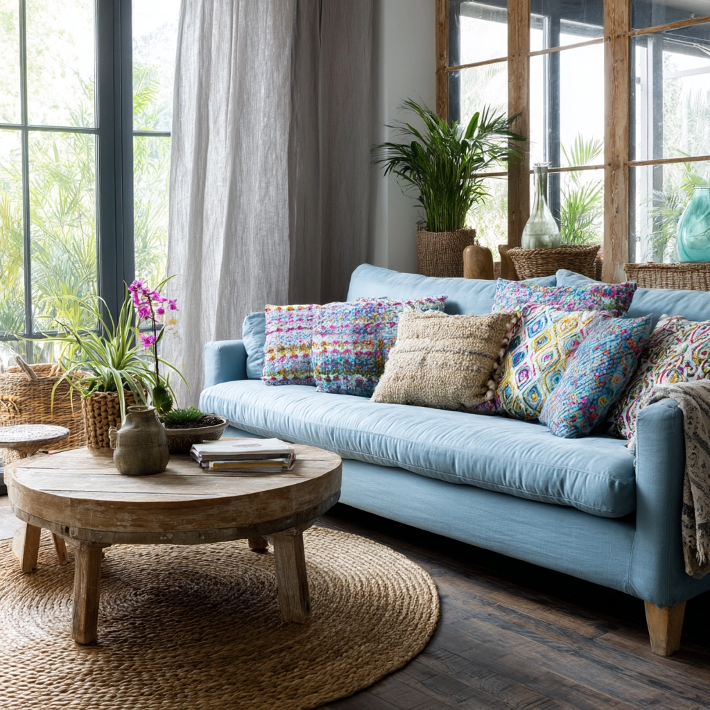 blue living room decor 43