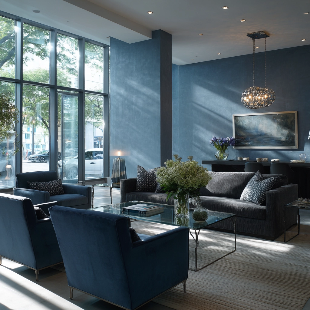 blue living room decor 45