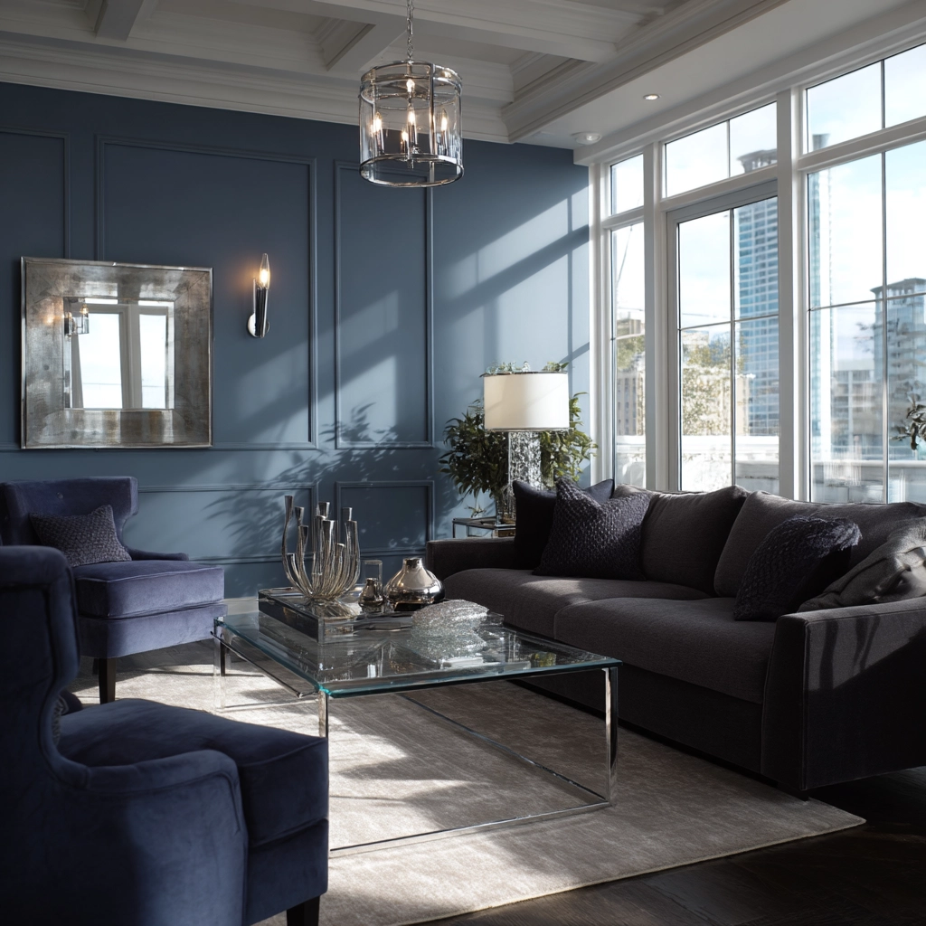 blue living room decor 46