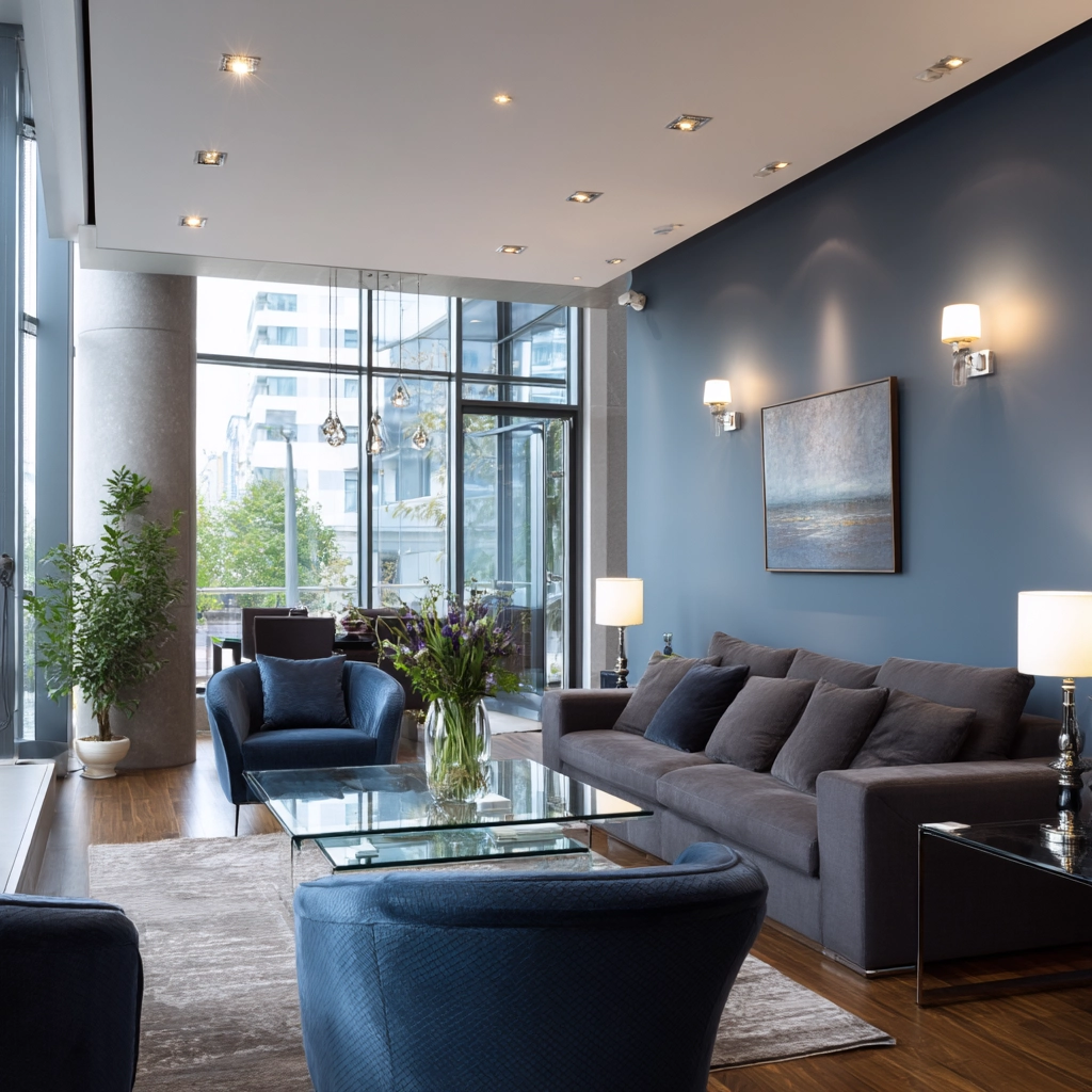 blue living room decor 47