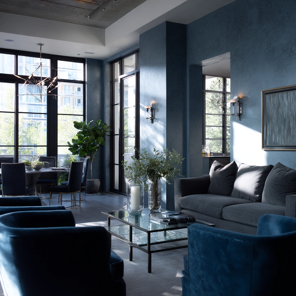 blue living room decor 48
