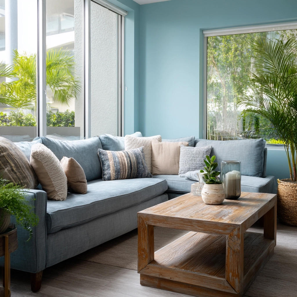 blue living room decor 49