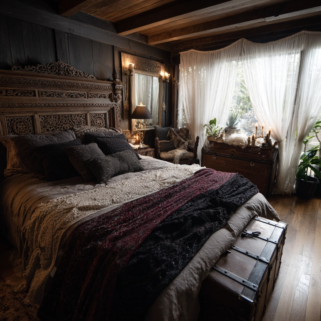 boho gothic bedroom 34