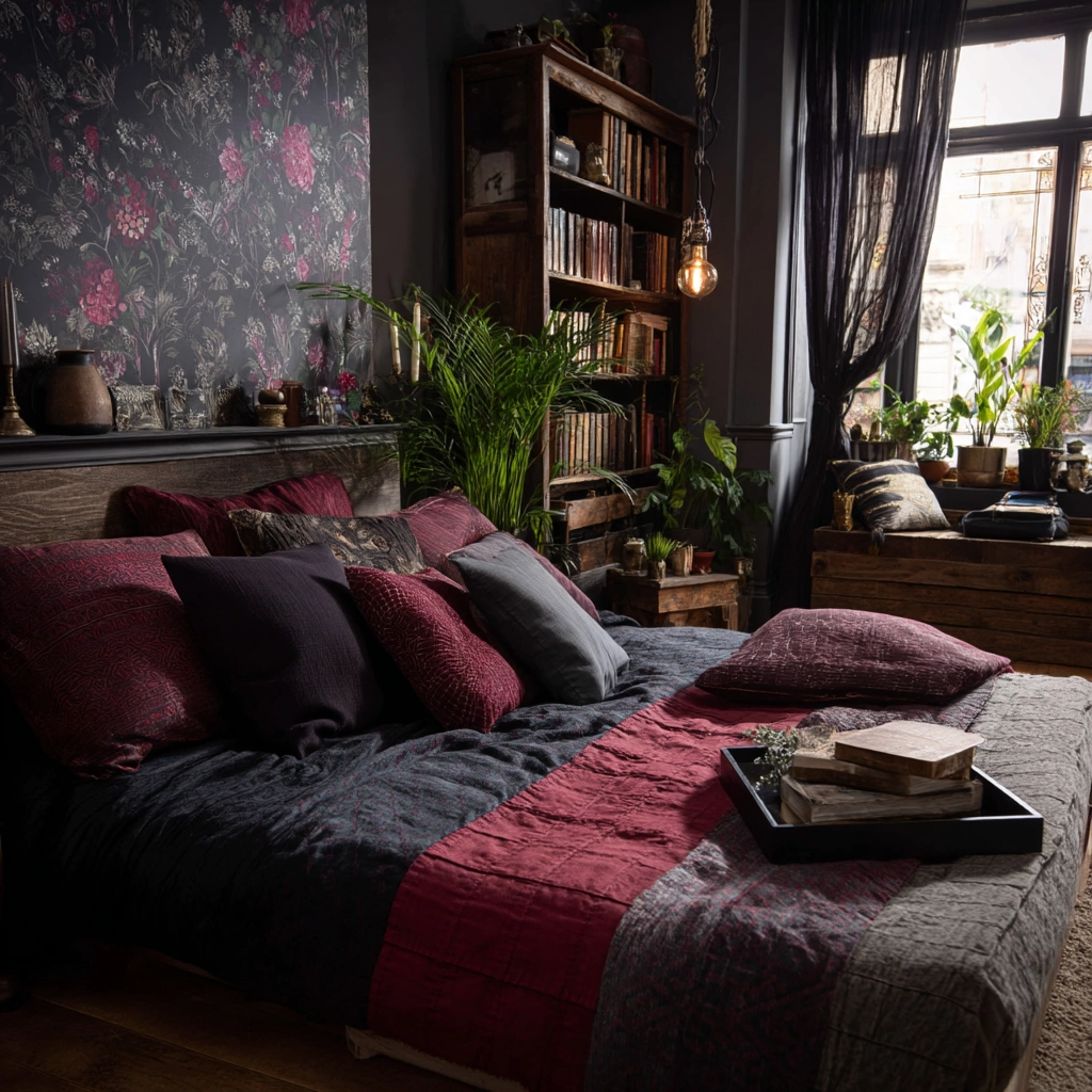 boho gothic bedroom 43