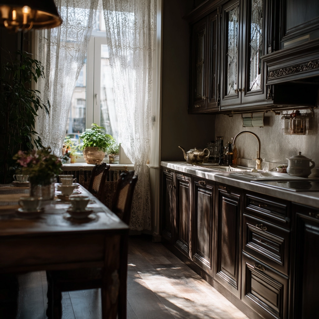 brown kitchen cabinets 55