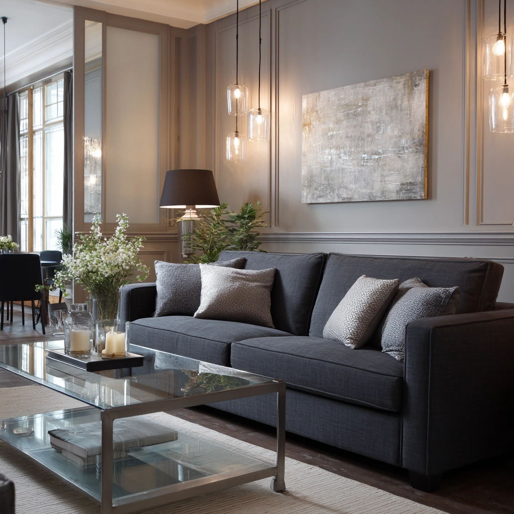 charcoal couch living room 39