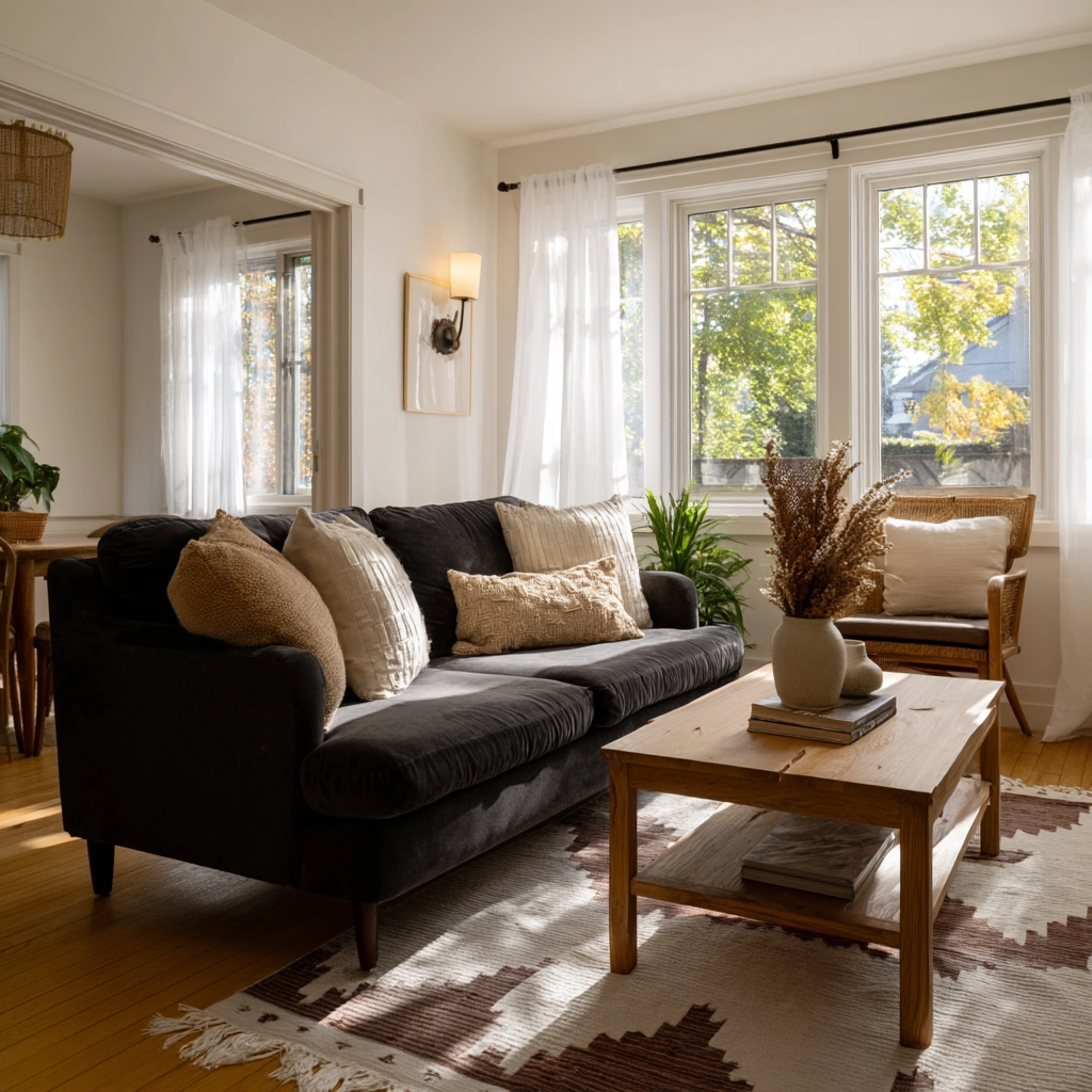 charcoal couch living room 4