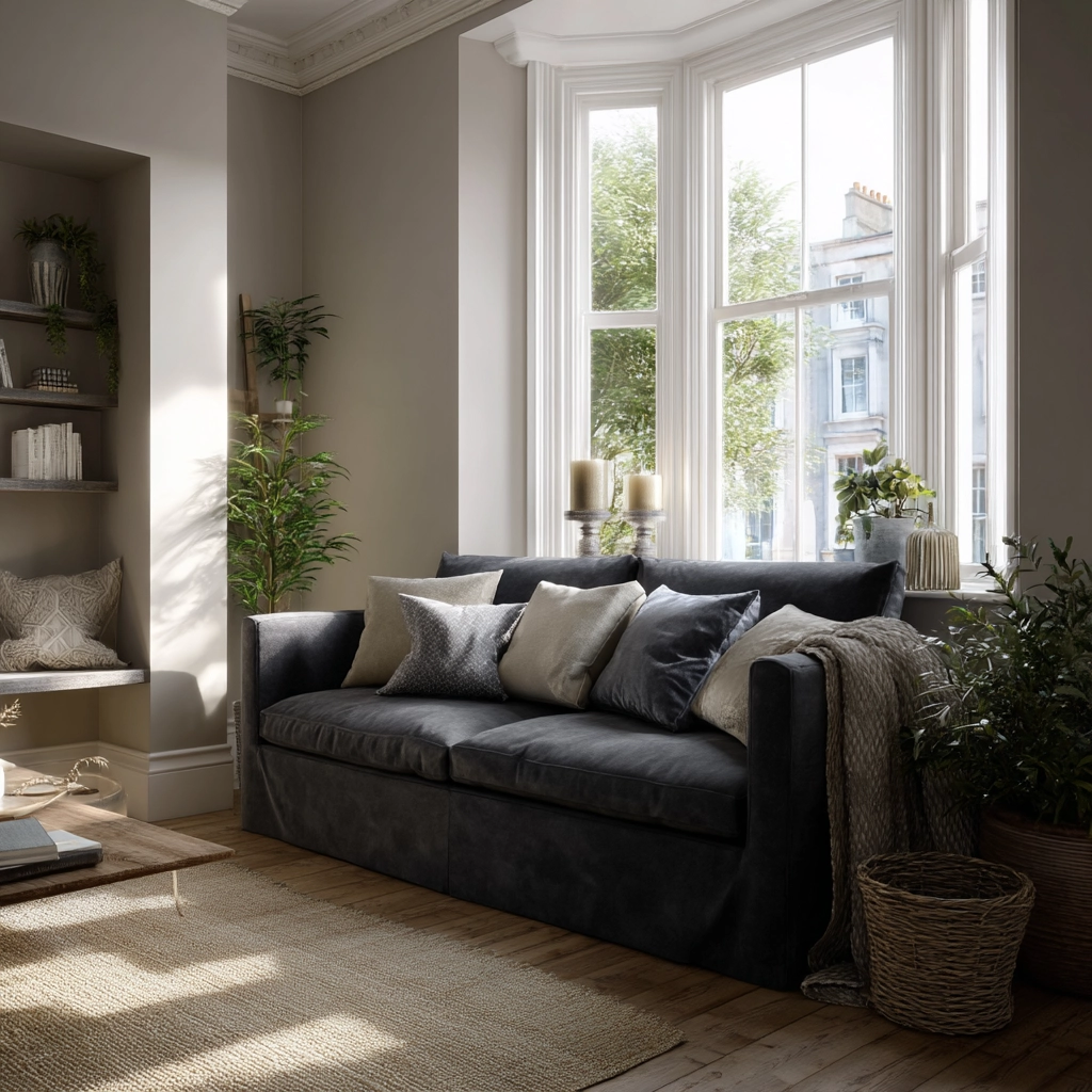 charcoal couch living room 45