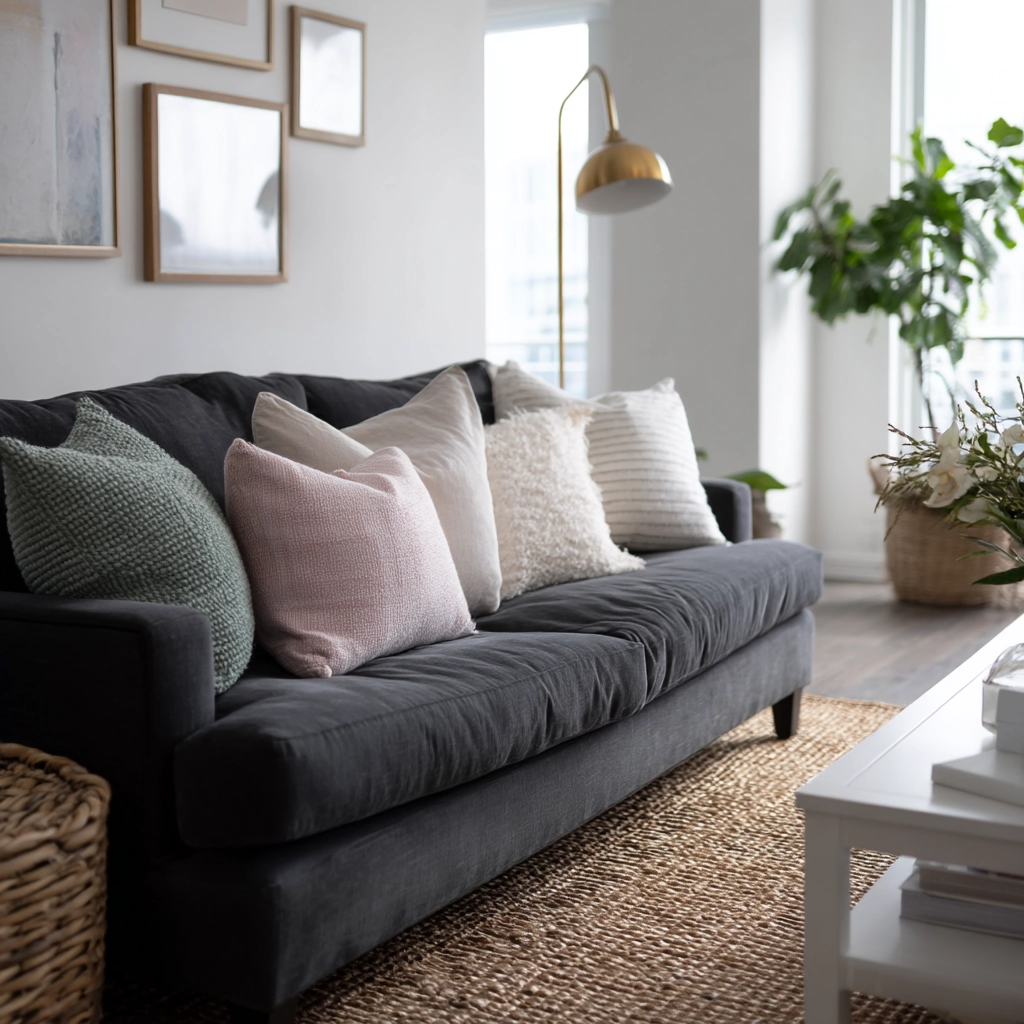 charcoal couch living room 7