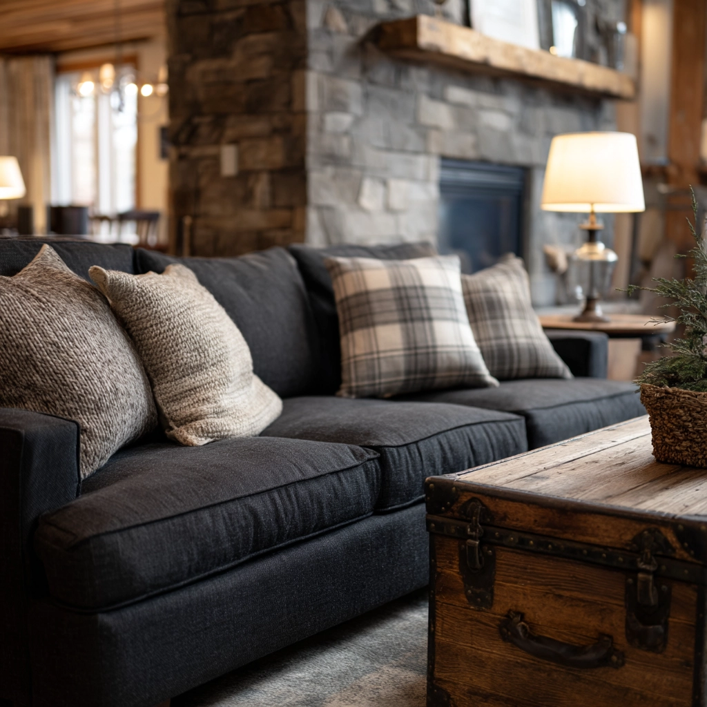 charcoal sofa living room 12