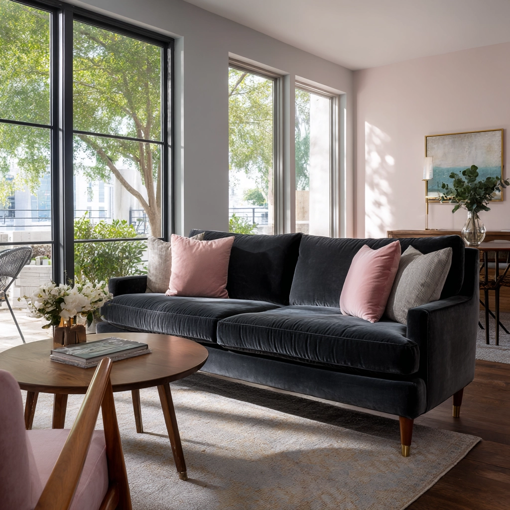 charcoal sofa living room 13