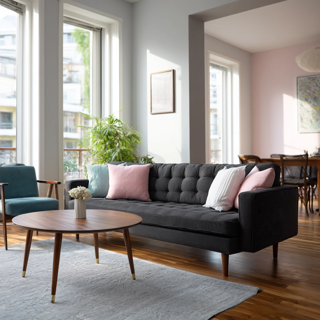 charcoal sofa living room 15