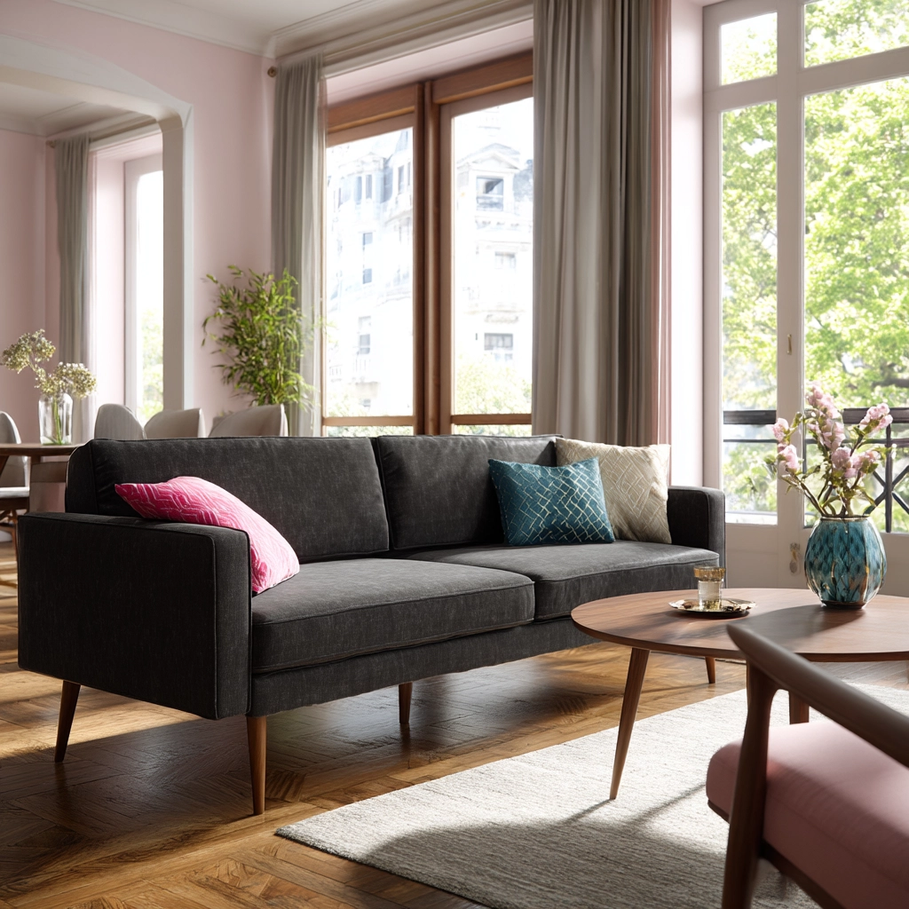 charcoal sofa living room 16