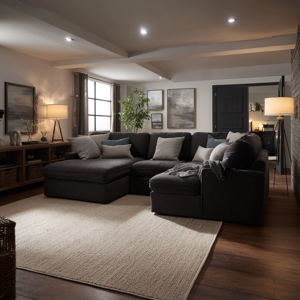 charcoal sofa living room 22